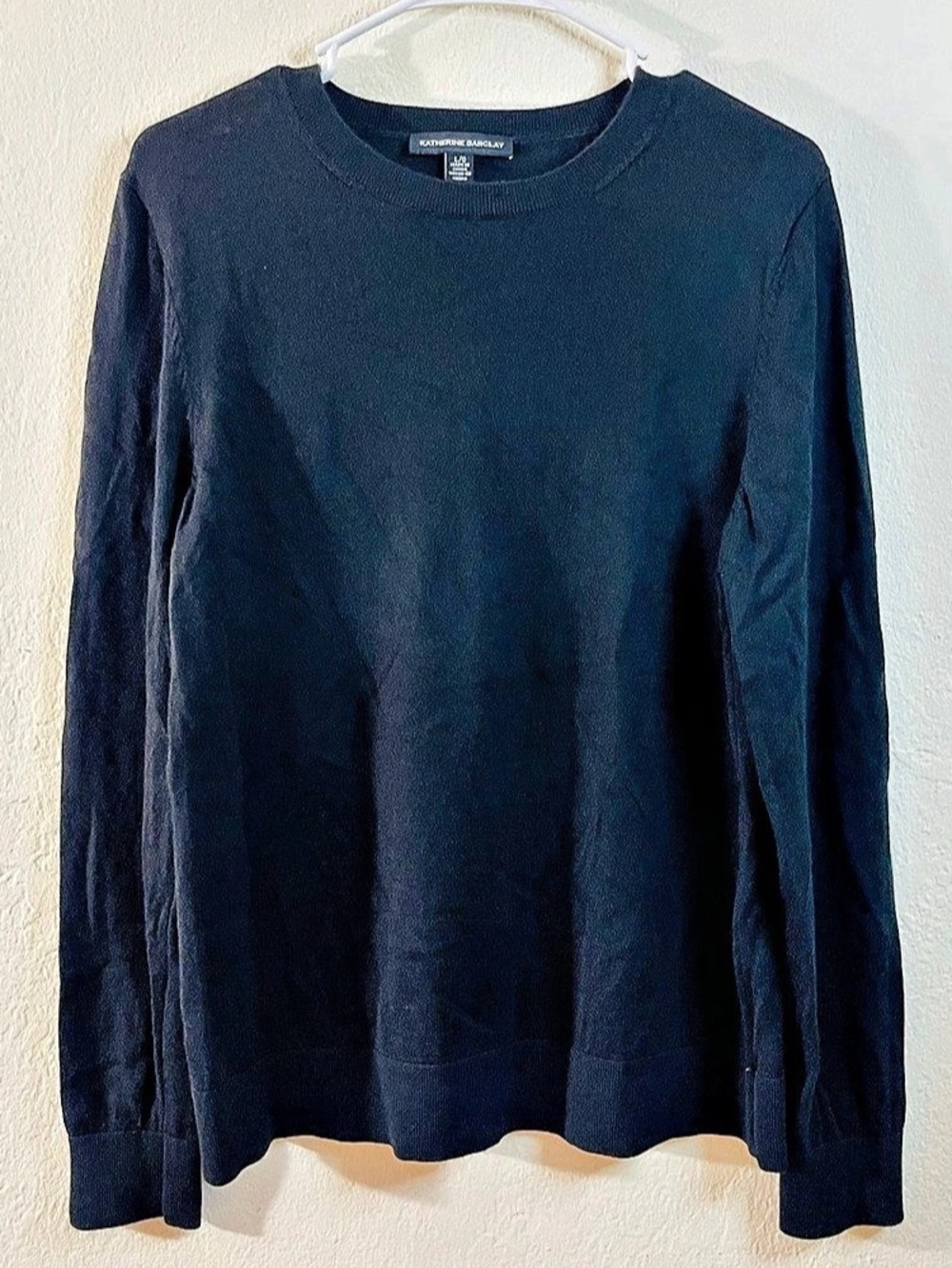 Katherine Barclay Crewneck Sweater Women Size Large Lightweight Stretch